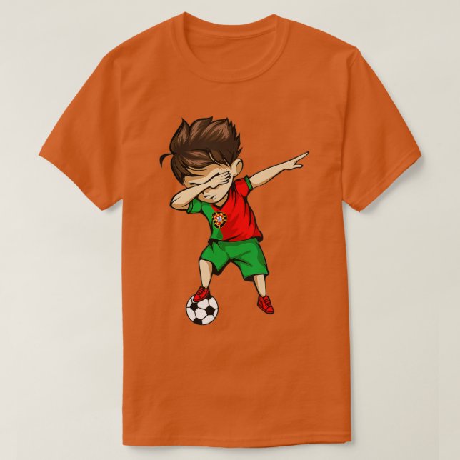 Camiseta Dabbing Soccer Boy Portugal Jersey Foo Português (Frente do Design)