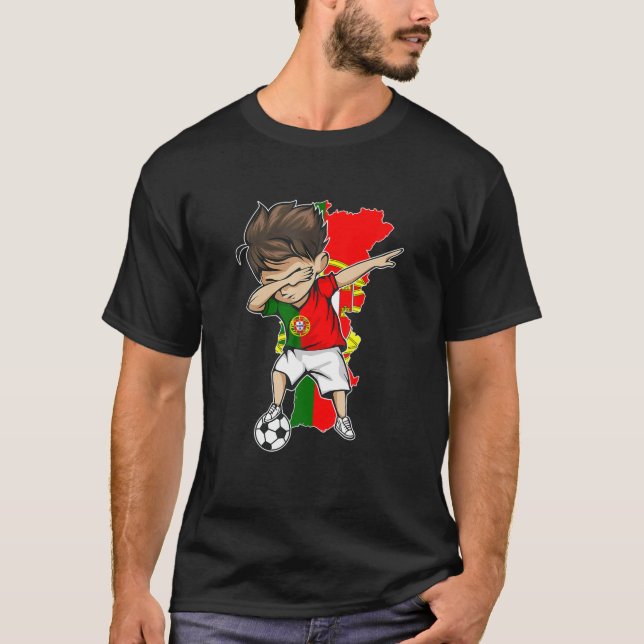 Camiseta Dabbing Soccer Boy Portugal Jersey - Mapa de Portu (Frente)