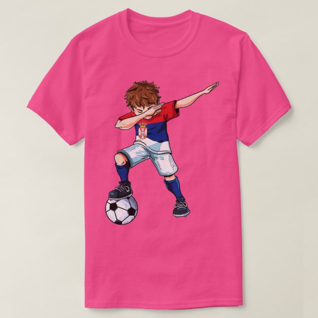 Camiseta Dabbing Soccer Boy Sérvia - Presente de futebol sé (Frente do Design)