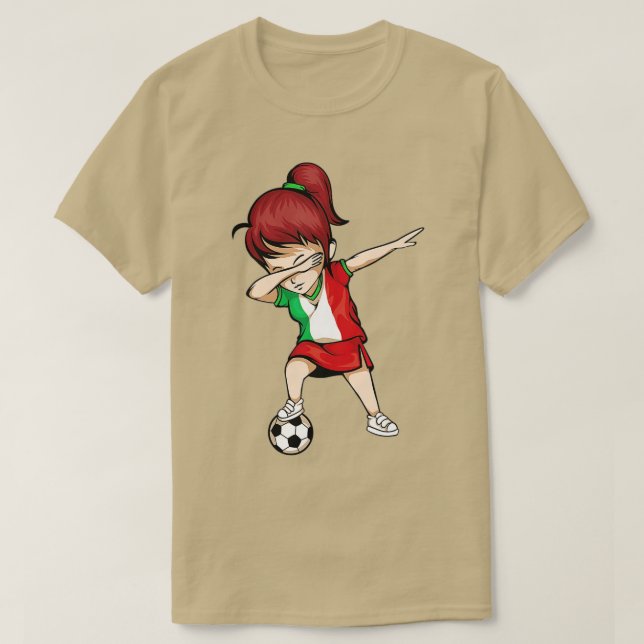 Camiseta Dabbing Soccer Girl Italy Jersey - Pegada Italiana (Frente do Design)