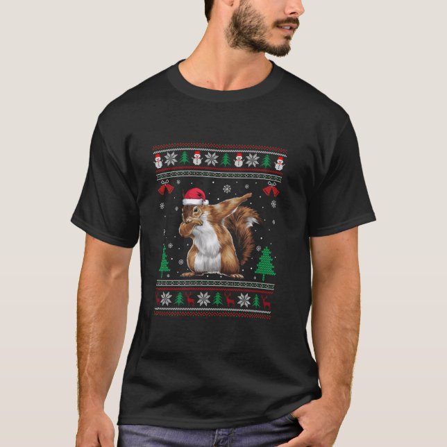 Camiseta Dabbing Squirrel Santa Hat Boys Garotas Crianças C (Frente)