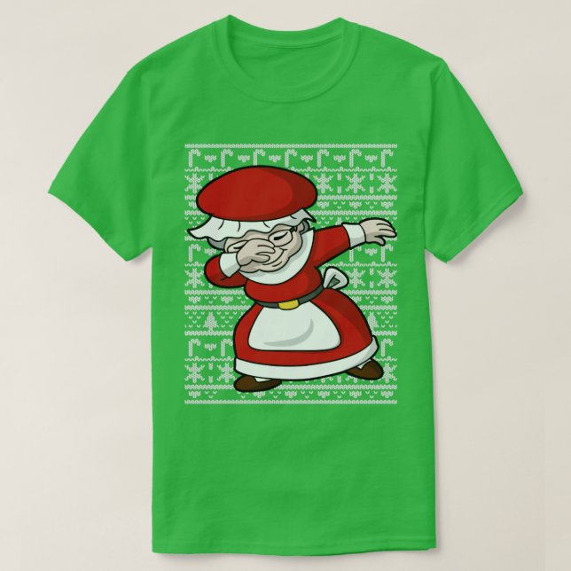 Camiseta Dabbing Sra. Claus Ugly Christmas Sweater (Frente do Design)