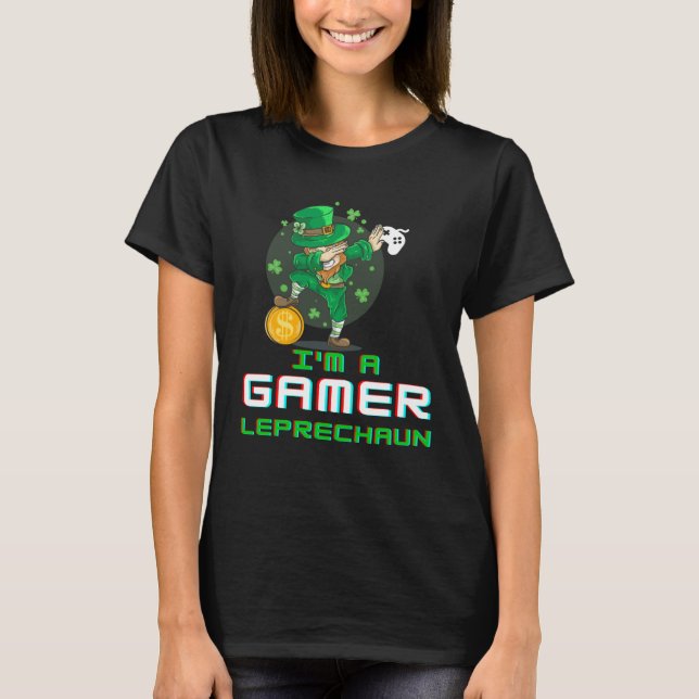 Camiseta Dabbing St Paddy's Day Video Gaming Leprechaun Gre (Frente)