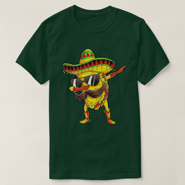 Camiseta Dabbing Taco Cinco De Mayo Boys Men Comida Mexican (Frente do Design)