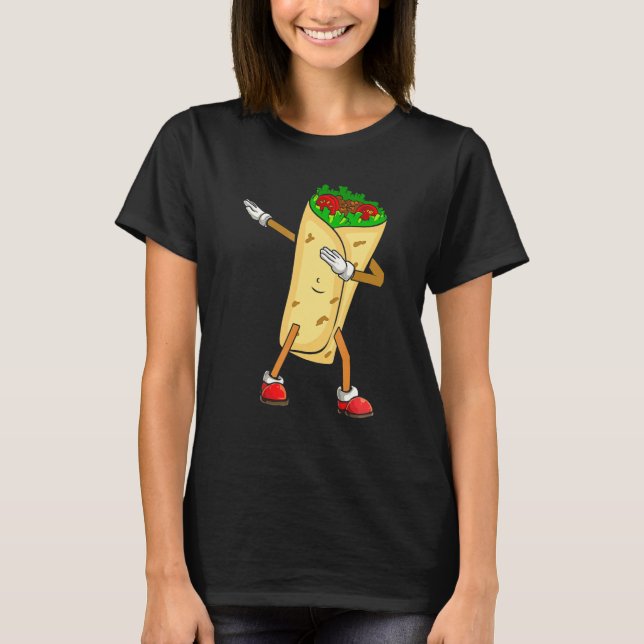 Camiseta Dabbing Taco Cinco De Mayo Engraçado Comida mexica (Frente)