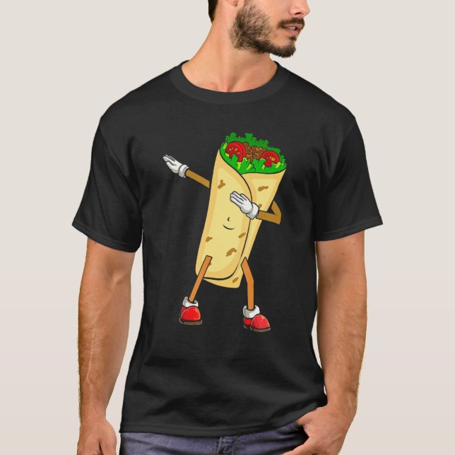 Camiseta Dabbing Taco Cinco De Mayo Engraçado Comida mexica (Frente)