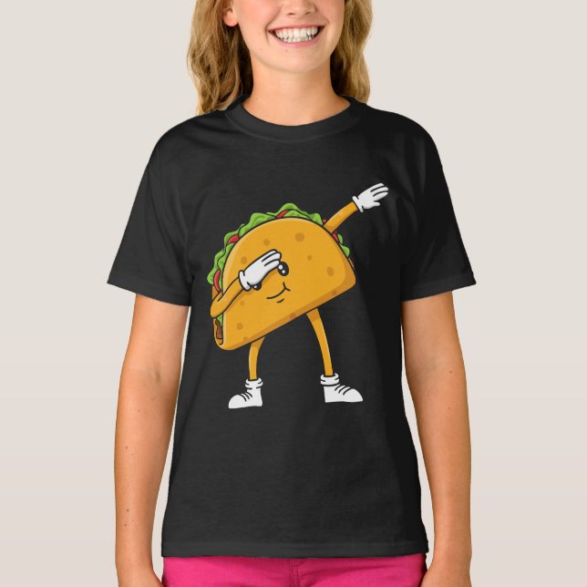 Camiseta Dabbing Taco Cinco de Mayo Engraçado Comida mexica (Frente)