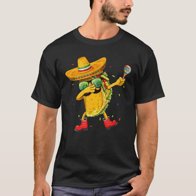 Camiseta Dabbing Taco Cinco De Mayo Kids Comida mexicana (Frente)