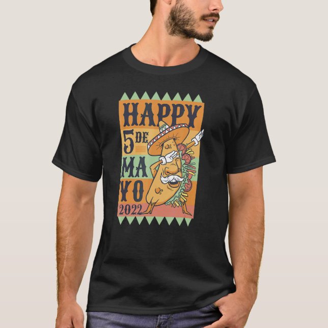Camiseta Dabbing Taco Mexicano 5 De Mayo Vegan Comida Men (Frente)