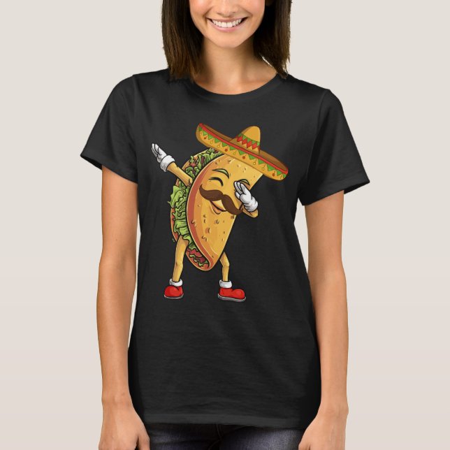 Camiseta Dabbing Taco Sombrero Engraçado Comida mexicana Fi (Frente)