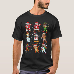 Camiseta Dabbing Team Papais noeis Sra. Claus Penguin Elf N