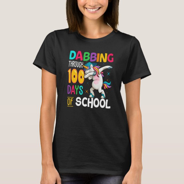 Camiseta Dabbing Through 100 Days Of School Funny Shirt Pre (Frente)