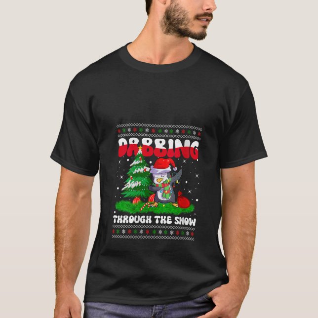 Camiseta Dabbing Through Snow Dab Dance Penguin Christm (Frente)