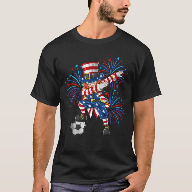 Camiseta Dabbing Tio Sam 4 De Julho Soccer Bandeira America (Frente)