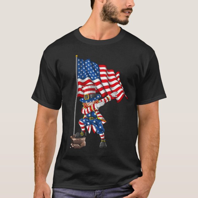 Camiseta Dabbing Tio Sam 4 th Of Julian American Flag (Frente)
