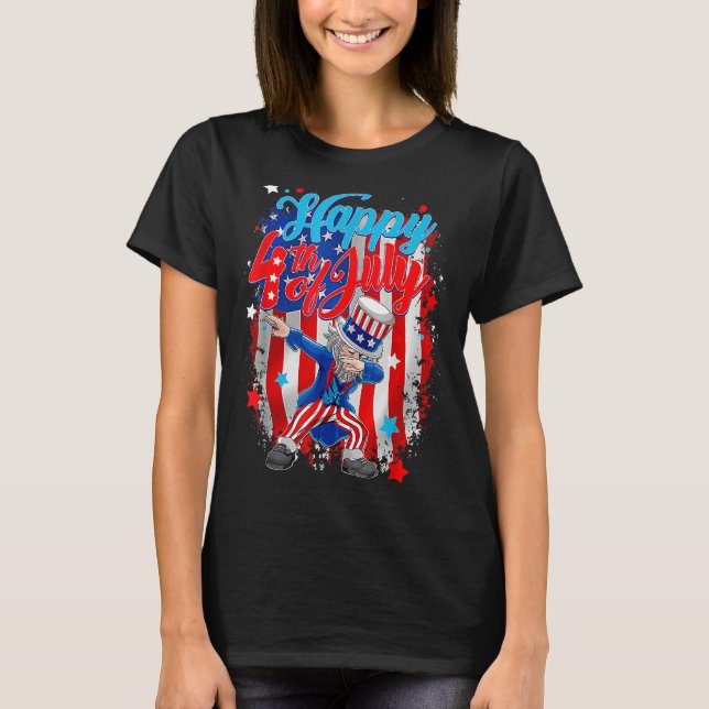 Camiseta Dabbing Tio Sam Happy 4 De Julho (Frente)