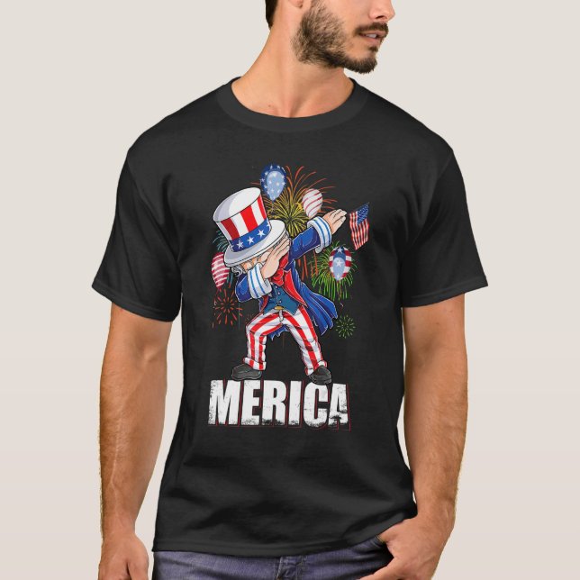 Camiseta Dabbing Tio Sam Merica 4 de julho America Flag (Frente)