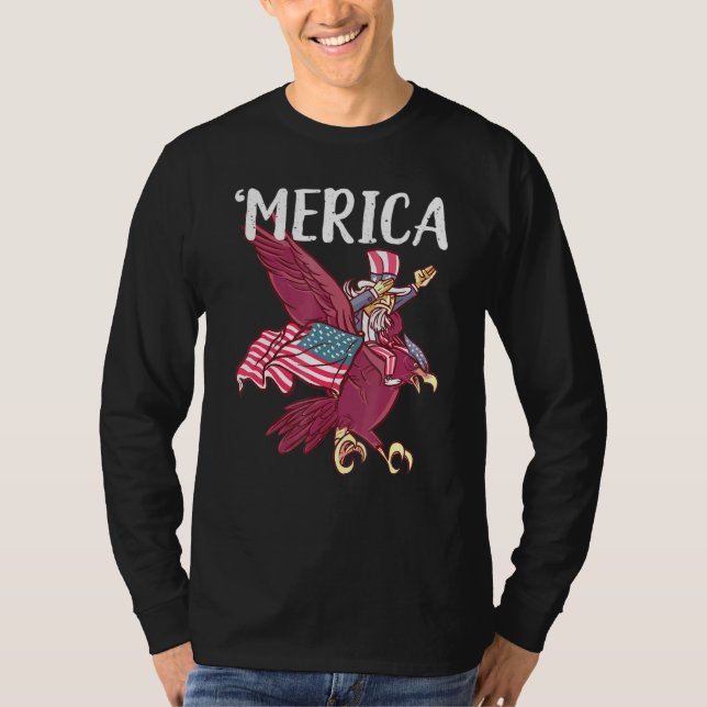 Camiseta Dabbing Tio Sam Riding Eagle Merica 4 De Julho (Frente)
