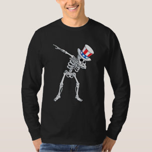 Camiseta Dabbing Tio Sam Skeleton 4 De Julho