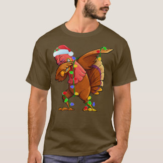 Camiseta Dabbing Turkey Bird Xmas Luz Papais noeis Engraçad
