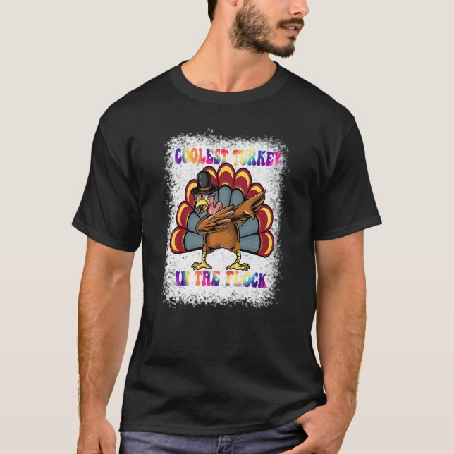 Camiseta Dabbing turkey Groovy Coolest Turkey In The Flock  (Frente)