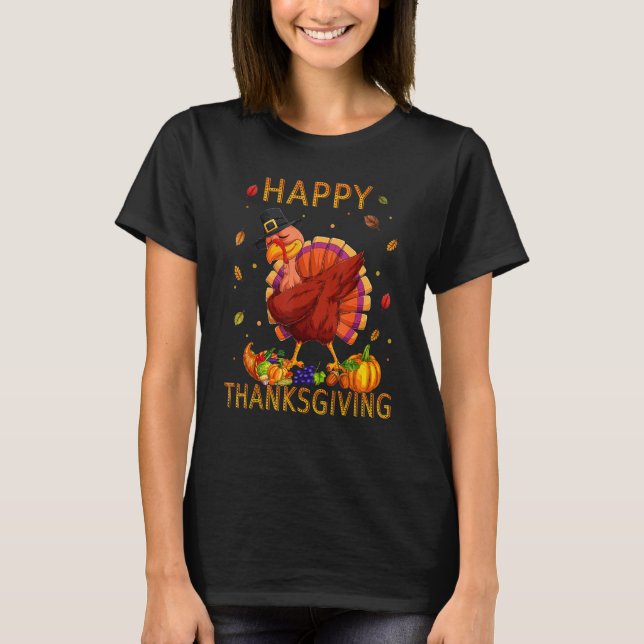 Camiseta Dabbing Turkey Happy Graças Pilgris Turquia (Frente)
