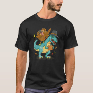 Camiseta Dabbing Turkey On A Dinossaur Engraçado Thankingto