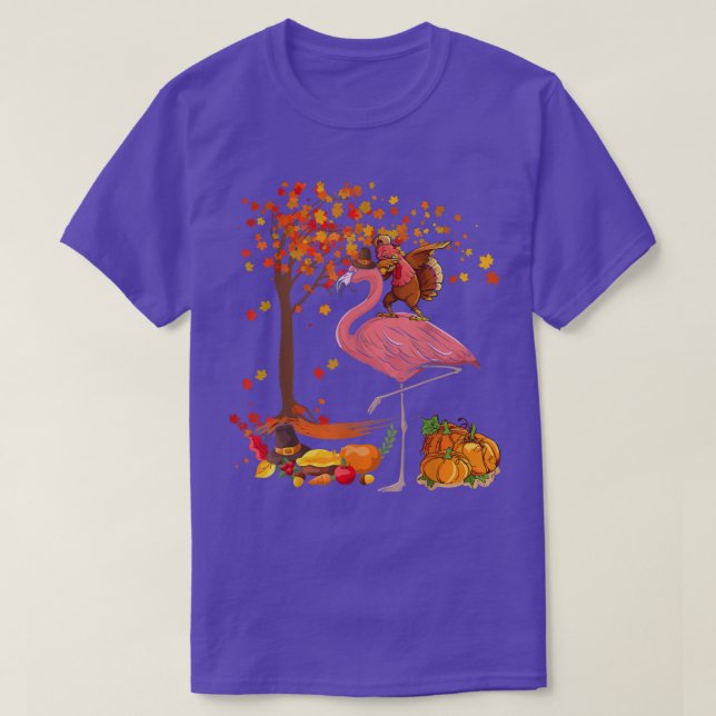 Camiseta Dabbing Turkey Riding Flamingo Thankanding Fall T (Frente do Design)