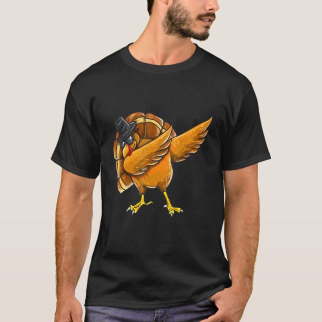 Camiseta Dabbing Turkey Thanksgiving Boys Kids Men Turkey D (Frente)
