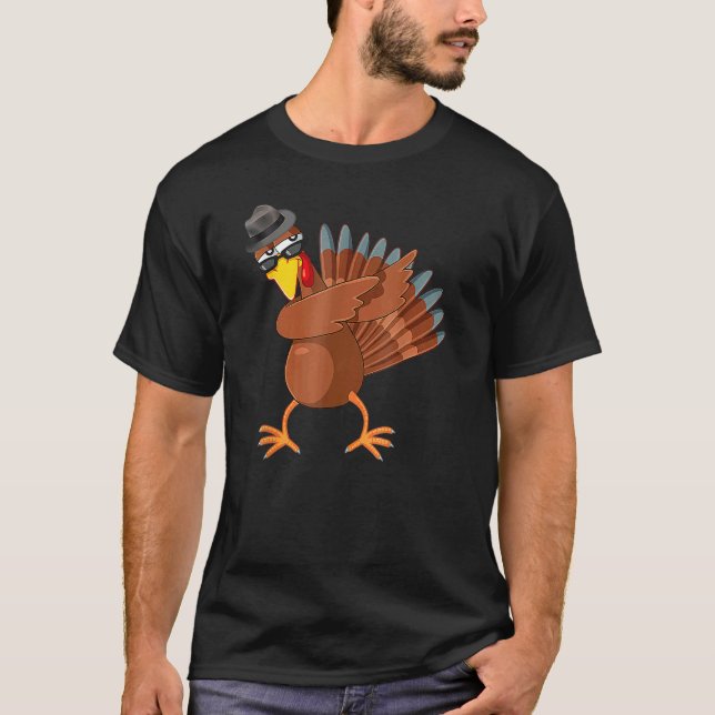 Camiseta Dabbing Turkey Thanksgiving Boys Kids Men Turkey D (Frente)