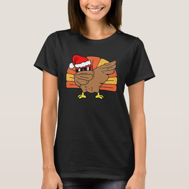 Camiseta Dabbing Turkey Thanksgiving Holiday Pilgrim  Chris (Frente)