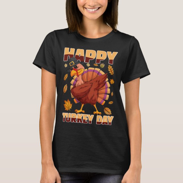 Camiseta Dabbing Turkey Thanksgiving Holiday Present Happy  (Frente)