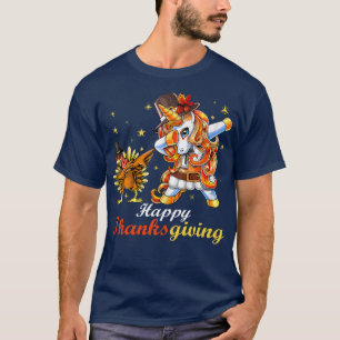 Camiseta Dabbing Turkey Unicorn Pilgrin Costume Happy Obrig