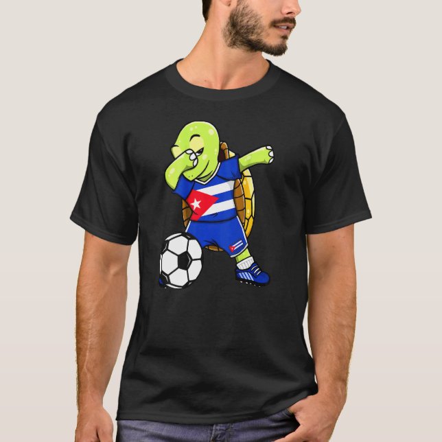 Camiseta Dabbing Turtle Cuba Soccer Fans Jersey Cubano Calç (Frente)