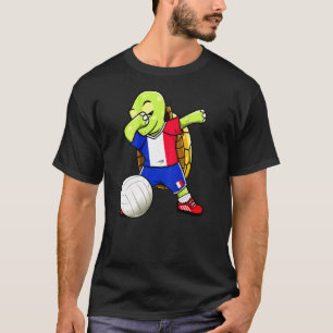 Camiseta Dabbing Turtle França Vetores de Voleibol Jersey F