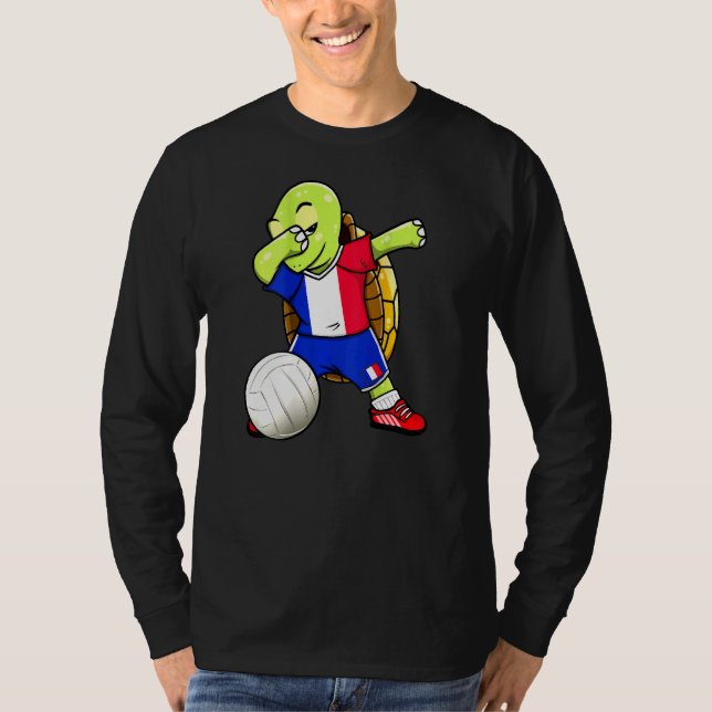 Camiseta Dabbing Turtle França Vetores de Voleibol Jersey F (Frente)
