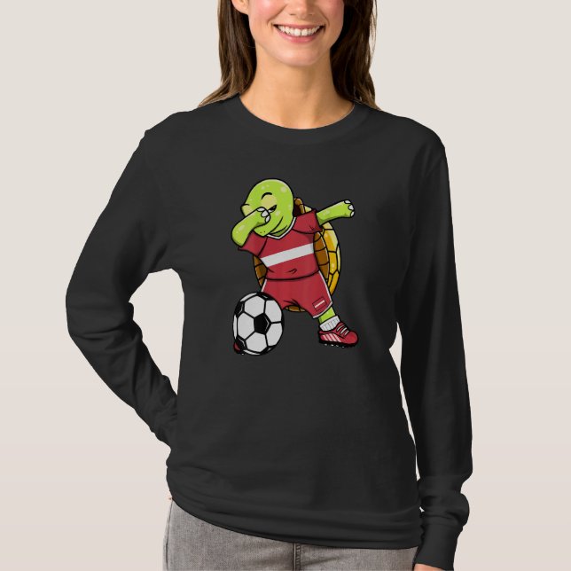 Camiseta Dabbing Turtle Latvia Soccer Fans Jersey Letão F (Frente)