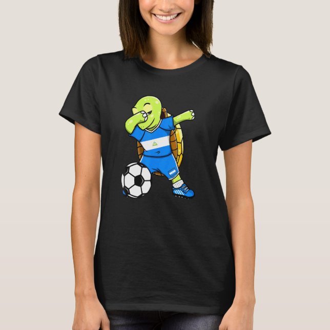 Camiseta Dabbing Turtle Nicarágua Soccer Fans Jersey Flag F (Frente)