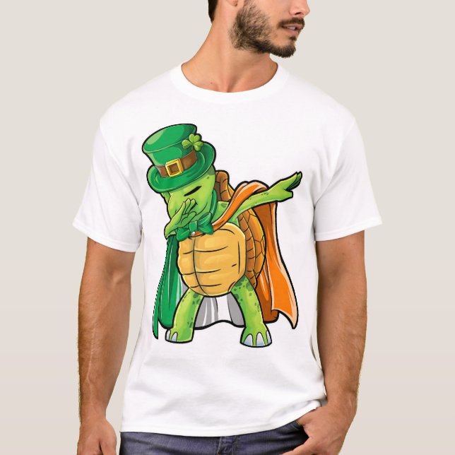 Camiseta Dabbing Turtle St Patricks Day Boys Leprechaun (Frente)