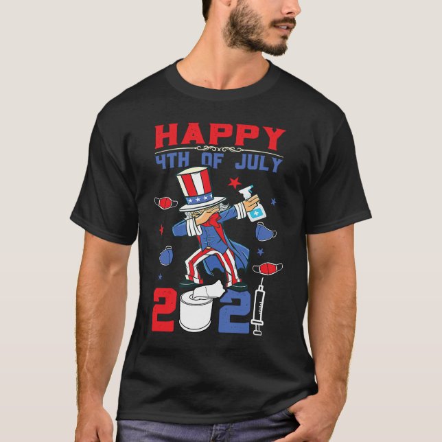 Camiseta Dabbing Uncle Sam 4th of July 2021 kids boys girls (Frente)