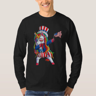 Camiseta Dabbing Unicorn 4 De Julho Girls Kids Teens Ameri