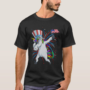 Camiseta Dabbing Unicorn 4 De Julho Girls Kids Teens Ameri