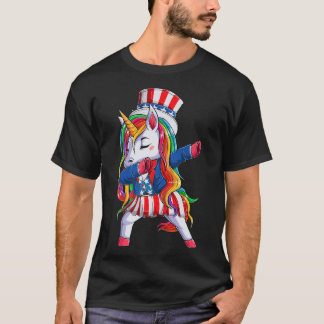 Camiseta Dabbing Unicorn 4 de julho Girls Kids Women Ameri