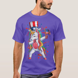Camiseta Dabbing Unicorn 4 de julho Girls Kids Women Ameri