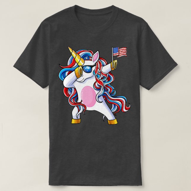 Camiseta Dabbing Unicorn American Dab Unicorn 4th of July G (Frente do Design)