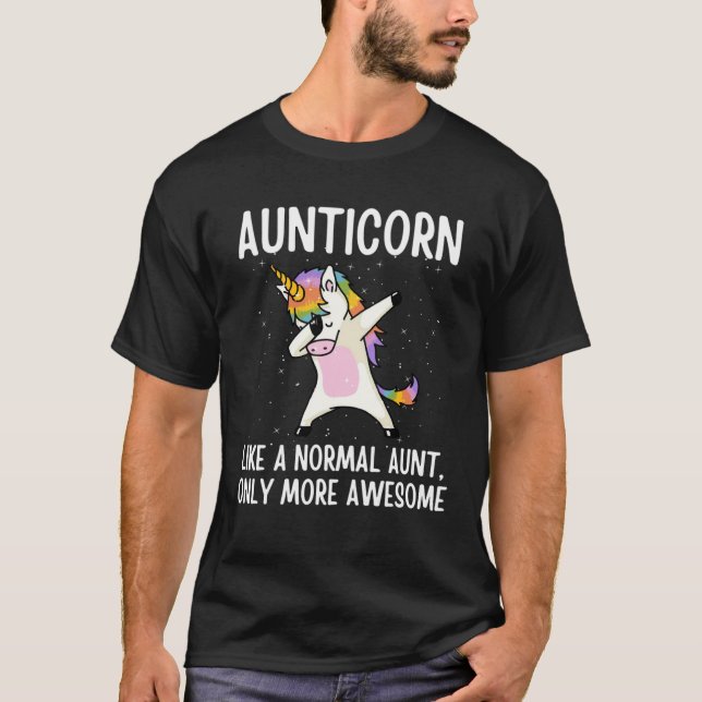 Camiseta Dabbing Unicorn Aunticorn Like An Aunt Only Awesom (Frente)