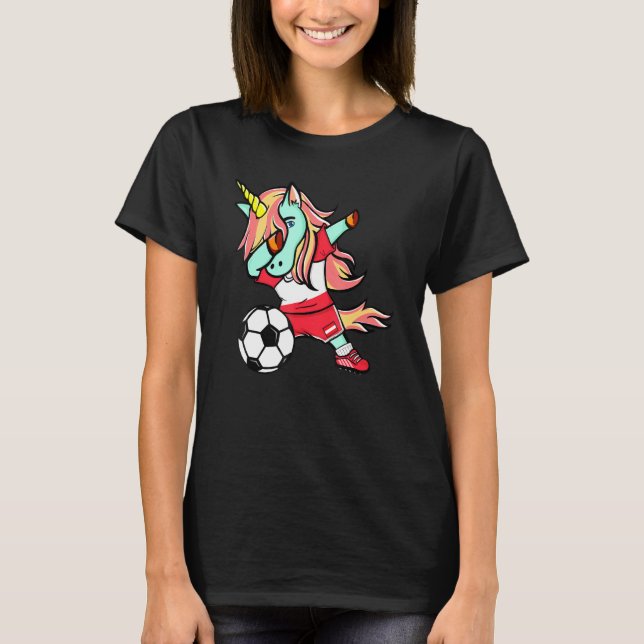 Camiseta Dabbing Unicorn Austria Football Flag So (Frente)