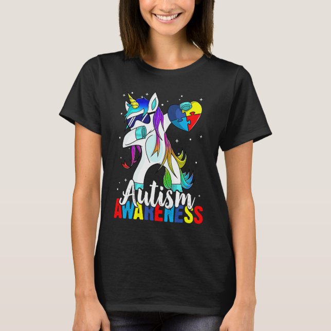 Camiseta Dabbing Unicorn Autism Awareness Kids Girls Boys B (Frente)