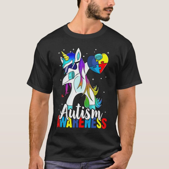 Camiseta Dabbing Unicorn Autism Awareness Kids Girls Boys B (Frente)