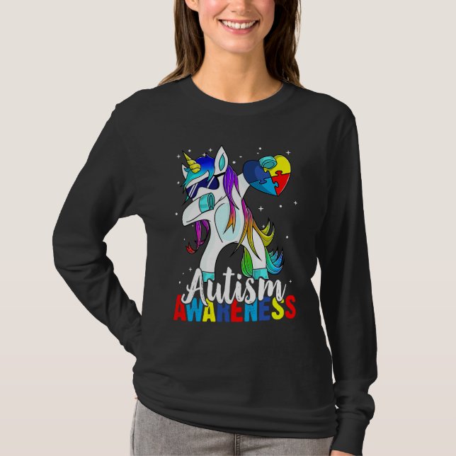 Camiseta Dabbing Unicorn Autism Awareness Kids Girls Boys B (Frente)